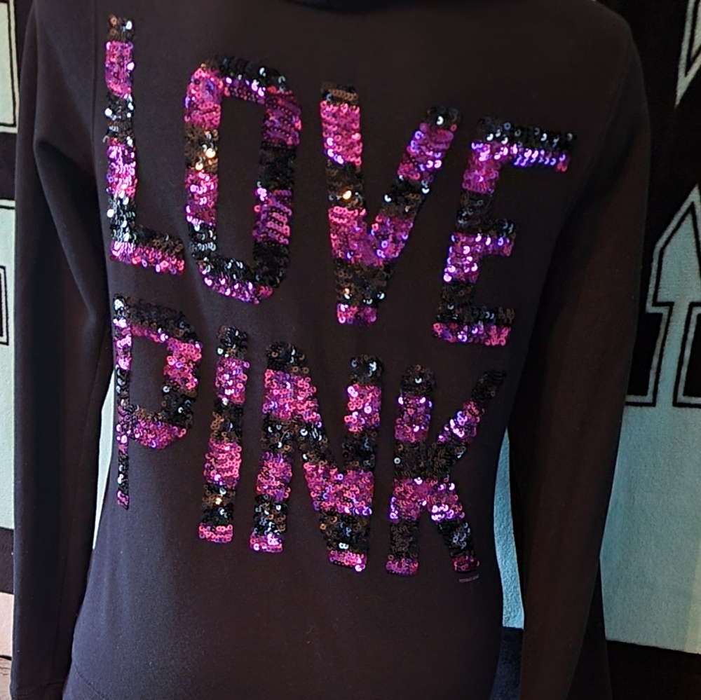💜Bling! Victoria’s Secret Pink Black Hoodie